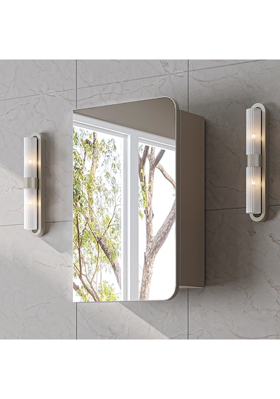 Likya Kulpsuz Tek Kapaklı Aynalı Mdflam 45 Cm Aynalı Banyo Üst Dolabı Kumtaşı