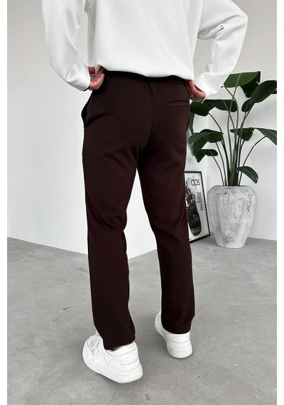 Kahverengi Beli İp Detaylı Gabardin Regular Pantolon Kahverengi
