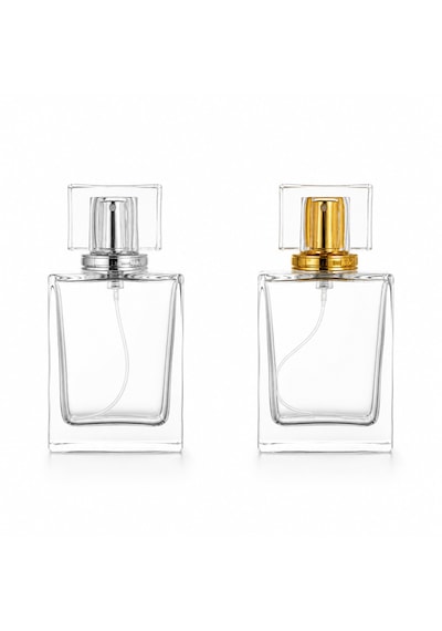 20 Adet Boş Cam Parfüm Şişe, 50 Ml, Dolgulu Kare Model, Şeffaf-fdk-50-10