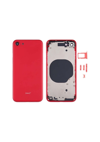 Apple Uyumlu iPhone Se 2020 Kasa Boş Kırmızı Kamera Lensi Çerçeli Sim Kart Tepsisi Kapağı İnd08223