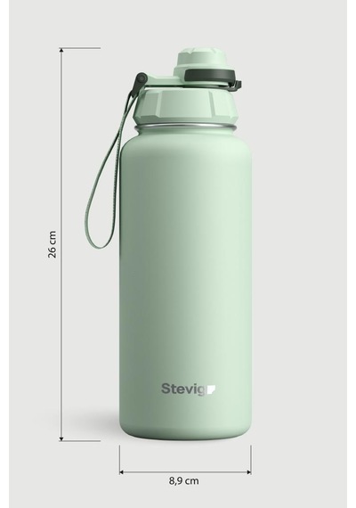 Stevig 1 Hand Leak-proof Sızdırmaz Çelik Termos 1000 Ml Smoke Green St-218 Su Yeşili