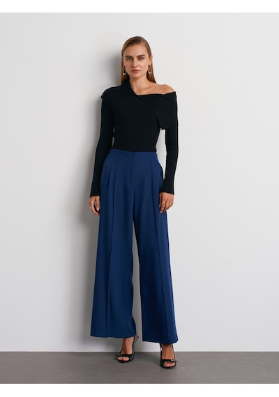 Dilvin 72192 Dikişli Geniş Paça Pantolon-indigo Indigo