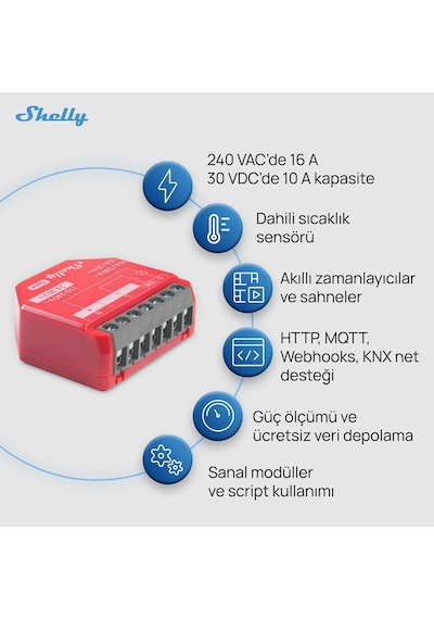 Shelly 1pm Gen4 Enerji Ölçümlü 16a Akıllı Röle