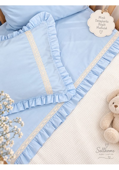 Sallhome Baby Textile Mavi Düşler Bebek Pike Takımı 4 Parça 90x120