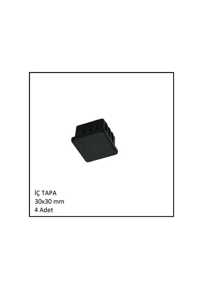 Plastik İç Tapa, Profil Tapası, Kare, Siyah, 30x30 Mm 4 Adet Siyah