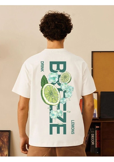 Flood Of Style Erkek Beyaz Breeze Bisiklet Yaka Tshirt