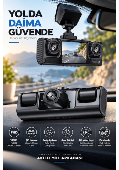 Çift Kameralı 1080p Full Hd Araç Kayıt Kamerası Tkdytgsfqm0akags5fh