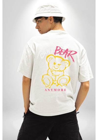 Artık Katlan Beyaz Oversize Unisex Ön Ve Sırt Baskılı Tişört Beyaz