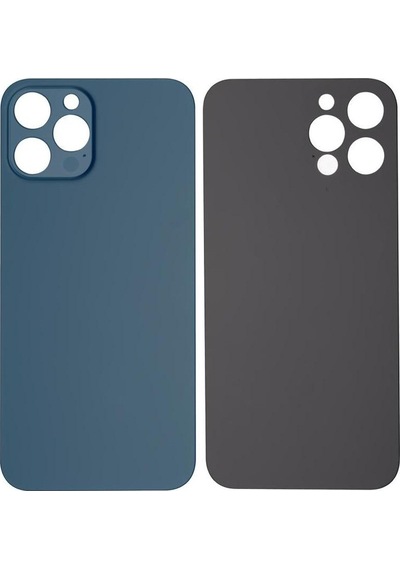 Apple Uyumlu iPhone 12 Pro Max Logolu Arka Pil Batarya Kapağı - Lens Hariç Mavi