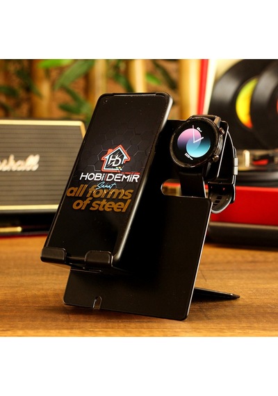 Siyah Metal Telefon Ve Saat Stand Telefon Ve Saat Tutucu