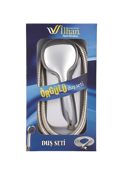 İlhan Örgülü Duş Seti, 3 Fonksiyonlu Akış, 360 Derece Krom Spiral, Çift Kenetli 1/2 Bağlantılı