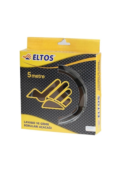 Eltos Lavabo Açma Teli Gider Boruları Açma Teli 5 Metre + Eldiven