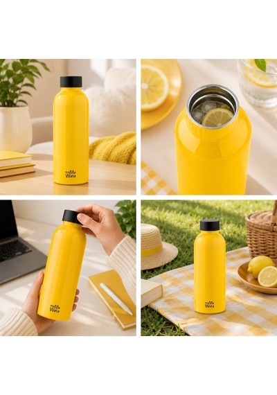 Mamawata Yellow Paslanmaz Çelik Termos Matara 470 Ml Sızdırmaz Yalıtımlı Suluk Sarı