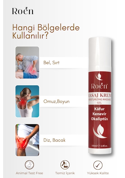 Ağrı Ve Masaj Kremi, Kafur Ve Kenevir Içeren Eklem, Kas, Boyun Ağrı Masaj Kremi 100 Ml