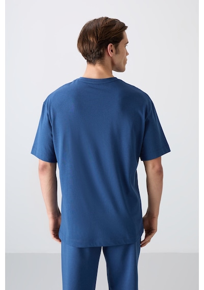 Tommy Life Parlament Pamuklu Kalın Yumuşak Dokulu Oversize Fit Baskılı Erkek T-shirt - 88330 Parlament