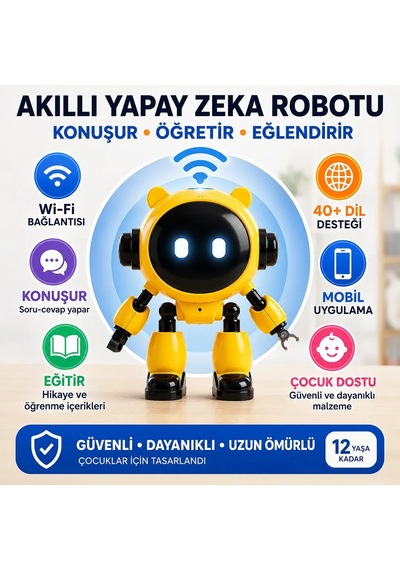 Özel Üretim Konuşan Oyuncak Eğlence Aleti Konuşma Özellikli Akıllı Yapay Zeka Robotu Wifi Uygulamalı