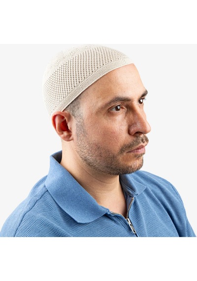 Soft Örgü Zirkon Namaz Takkesi Bej
