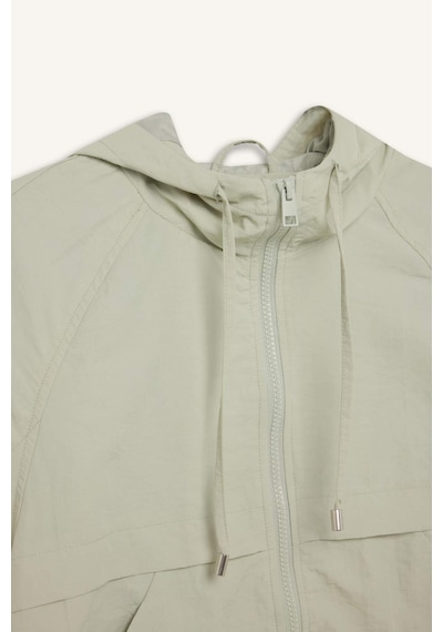 Defacto Regular Fit Kapüşonlu Fermuarlı Crop Yağmurluk E8546ax25augn1199 Yeşil