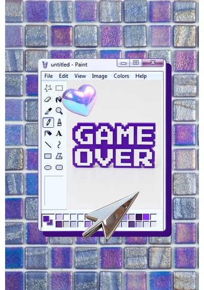 Game Over Kabartmalı Dekoratif Obje - Mor Masaüstü Ve Duvar Süsü Hediye