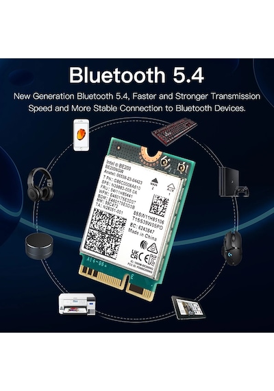 Wi-fi 7 Intel Be200 Bluetooth 5.4 Wifi Kartı Be200ngw Pc Dizüstü Windows 10/11 Wifi 7 Be200