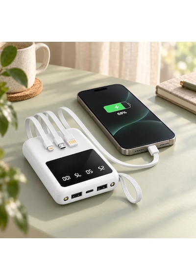 ENERX Enr-p10dc 10000 Mah 2.1A Dahili Kablolu Powerbank Siyah