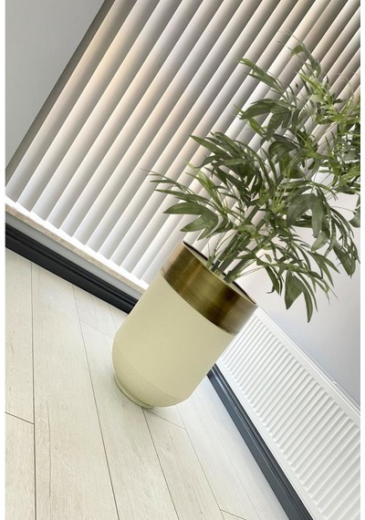 Dekoratif Eskitme Darbuka Beyaz Saksı 70cm