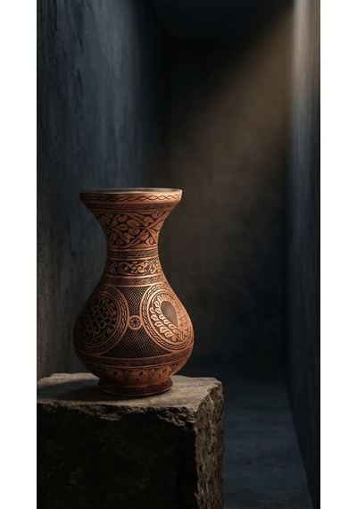 Aura Copper Dekoratif Bakır Vazo 23 Cm Ağır El İşlemeli El Yapımı Obje Çiçeklik Vz-00003