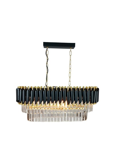 Zamira 75x35 Cm Gold Kristal Taşlı Lüks Yemek Masası Üstü Avize 6'lı - Yatak Odası - Salon - Mutfak - Hol Altın