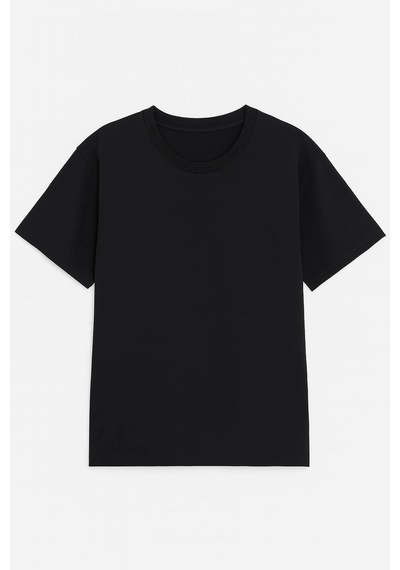 Markapia Woman Kadın Bisiklet Yaka Oversize %100 Pamuk T-shirt Siyah S