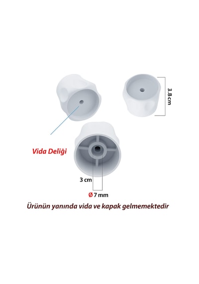 Vidalı 7 Mm - 5 Adet Radyatör Vanası Başlığı - Geniş Tip Petek Vana Kapağı - Petek Musluk Kafası