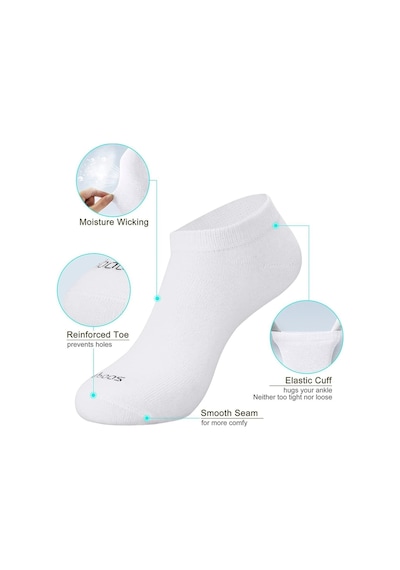 Socks Stores Unisex Beyaz Patik Kısa Çorap 5'li Beyaz