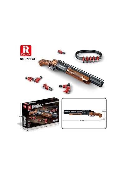 Reobrix 77028 Çift Namlu Av Tüfeği Yaratıcı Yapı Blok Seti Building Blocks Double-barreled Shotgun - 1006 Parça