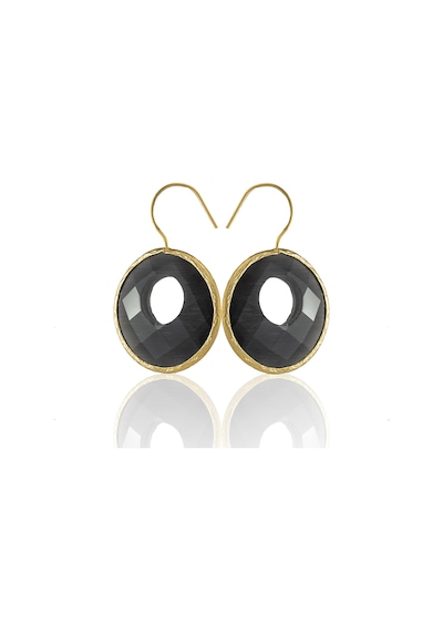 Kadir Jewellery 22 Ayar Altın Kaplama Kadın Taşlı Küpe -el İşçiliği Ve Hipoalerjenik Küpe Siyah 73192406
