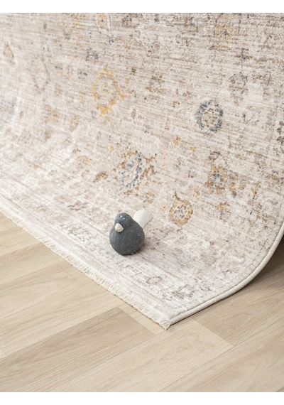 Mariesse Home Vintage Eskitme Desenli Makine Dokuma Salon Oturma Odası Halısı 10203 Bej