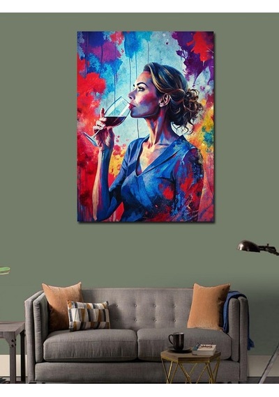 Kanvas Tablo Şarap İçen Kadın 70cmx100cm