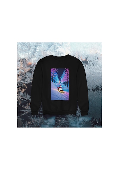 Stil X Yeni Yıl Baskılı Kız Çocuk Sweatshırt, Chrıstmas Temalı Siyah-4