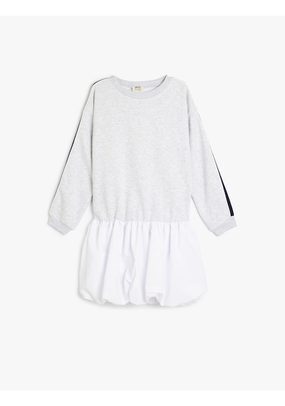 Koton Bisiklet Yaka Uzun Kollu Sweat Elbise Gri Melanj 5skg80063ak Gri Melanj