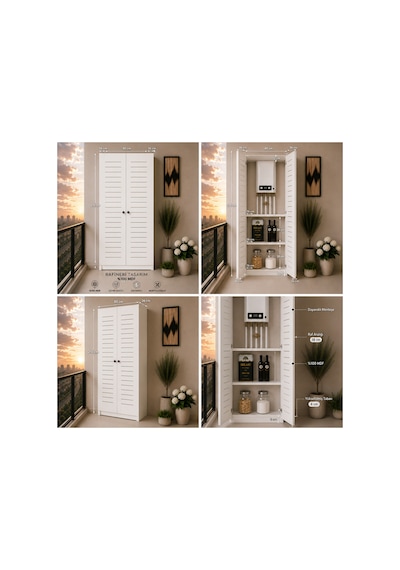 Flower Dolap,çok Amaçlı Kombi Dolabı,balkon Dolabı,kiler Dolabı Beyaz