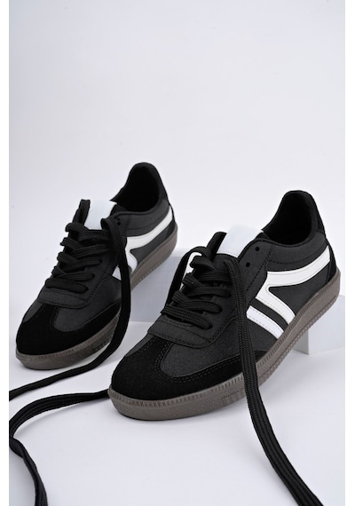 Muggo Garcia Garantili Unisex Ortopedik Günlük Bağcıklı Yürüyüş Koşu Sneaker Spor Ayakkabı Siyah