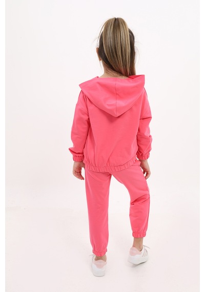 Toontoy Kids Kız Çocuk 2'li Takım Kapüşonlu Fermuarlı Sweatshirt & Beli Paçası Lastikli Jogger Eşofman Altı - 2 İplik Fuşya Toontoy Kids Kız Çocuk 2'li Takım Kapüşonlu Fermuarlı Sweatshirt & Beli Paçası Lastikli Jogger Eşofman Altı - 2 İplik Fuşya