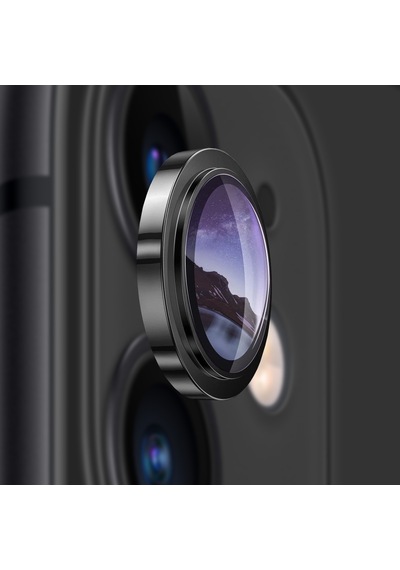 Buff Apple Uyumlu iPhone 11 / 12 / 12 Mini Kamera Metal Lens Koruyucu Siyah
