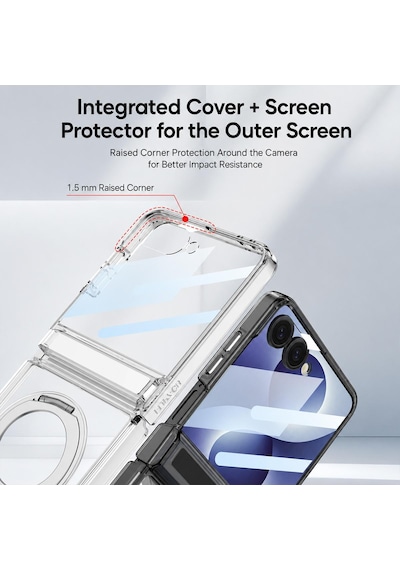 Nihcase Samsung Galaxy Uyumlu Z Flip 8 Kılıf M-safe Şarj Özellikli Kıpta Kpt-05 Ring Standlı Sert Pc Kapak