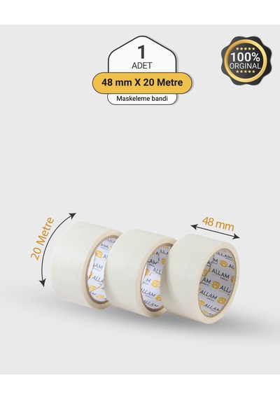 6 Adet Maskeleme Bandı 48mm X 20mt Kağıt , Boya Ve Dekorasyon Bandı