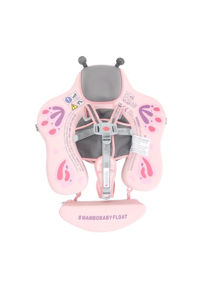 Mambobaby Yüzme Simidi - Pembe Kelebek, Emniyetli, Gölgelikli Ve Ayak Destekli