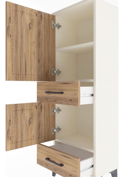 Arges Dolap 3 Raflı 2 Çekmeceli 2 Kapaklı 44x30x134 Aytaşı-çam Aytaşı