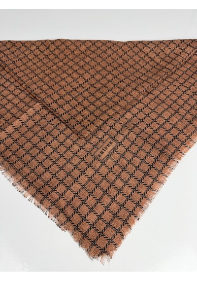 Eripek Desenli Flamalı Keten Eşarp- 06112 Kiremit