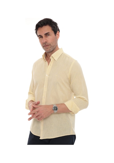 Slim Fit Uzun Kol Yaka Düğmeli Nefes Alan Keten Hediye Kutulu Erkek Gömlek Fs-004548 - Sarı-3232 Slim Fit Uzun Kol Yaka Düğmeli Nefes Alan Keten Hediye Kutulu Erkek Gömlek Fs-004548 - Sarı-3232