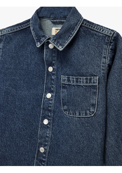 Koton Pamuklu Cep Detaylı Uzun Kollu Jean Ceket Koyu İndigo 6wkg60001ad Dark Indigo