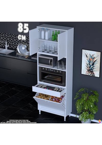 Modilayn Ece Fırın Bölmeli Kapaklı Çekmeceli Sepetli Çok Amaçlı Mutfak Dolabı 85 Cm Beyaz Modilayn Ece Fırın Bölmeli Kapaklı Çekmeceli Sepetli Çok Amaçlı Mutfak Dolabı 85 Cm Beyaz