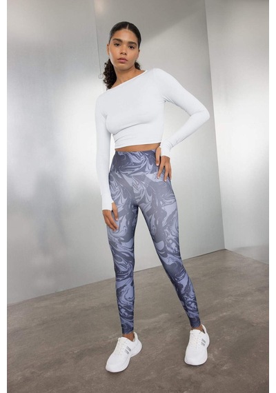 DeFactoFit Desenli Beli Saran Sporcu Tayt C9380AX24AUIN236 İndigo